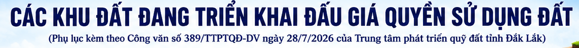 Thông tin về 17 khu đất đấu giá quyền sử dụng đất trên địa bàn tỉnh Đắk Lắk